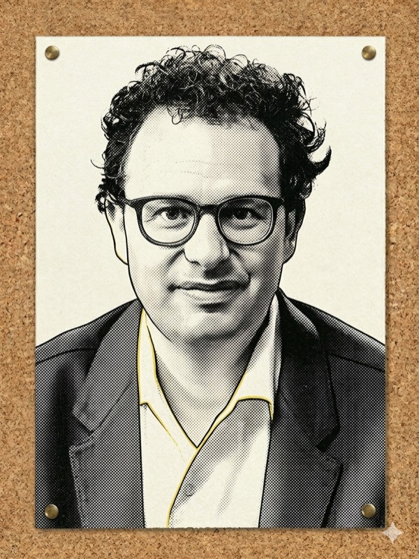 Dario Amodei, CEO of Anthropic — illustrated stipple portrait.