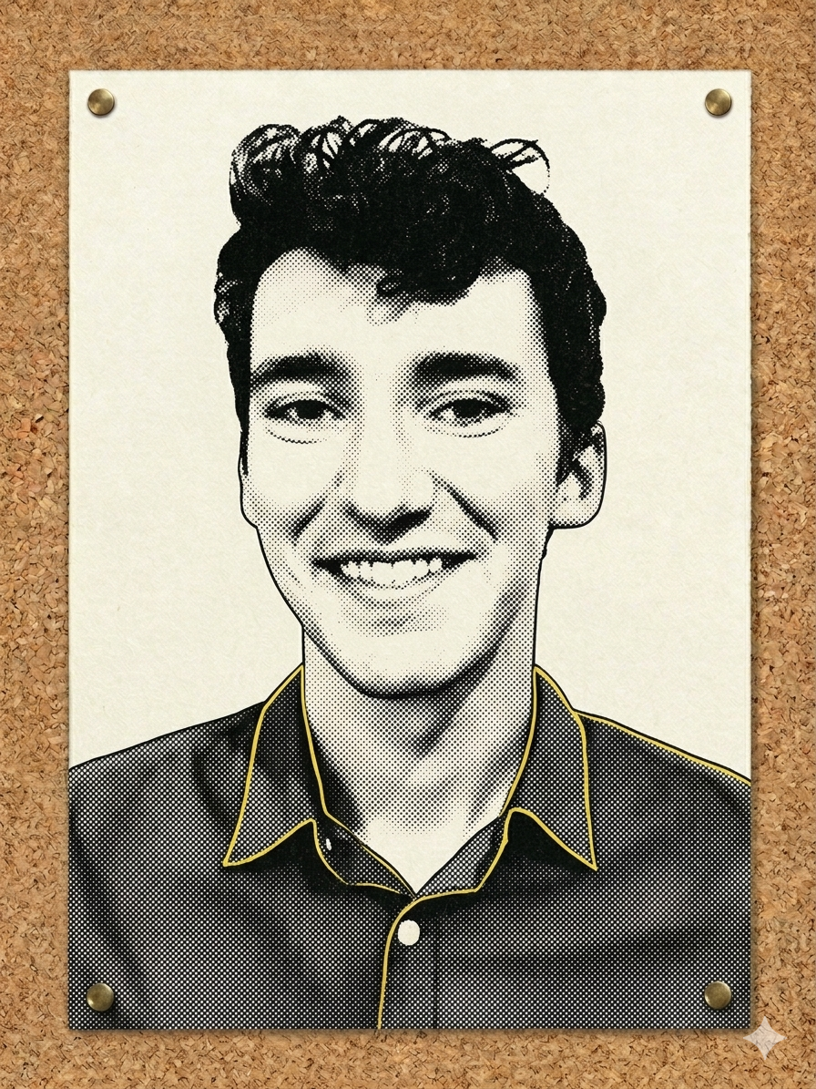 Illustration of Joshua Achiam — original halftone portrait by Compute!