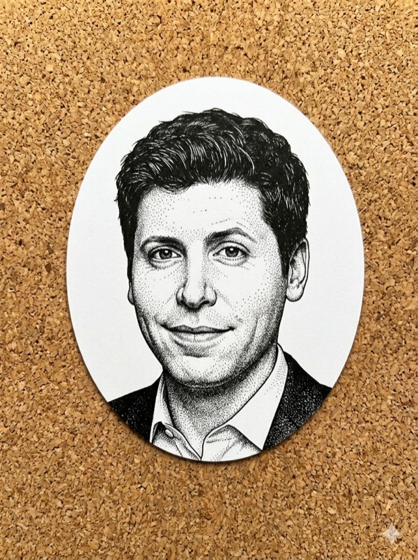 Sam Altman, CEO of OpenAI — illustrated portrait, Compute! Issue №2.