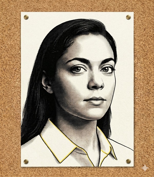 Illustration of Shivon Zilis — original halftone portrait by Compute!