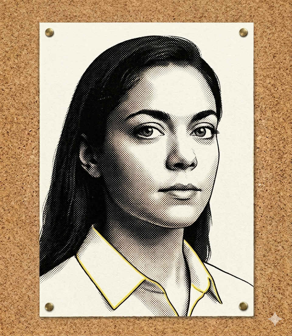 Illustration of Shivon Zilis — original halftone portrait by Compute!