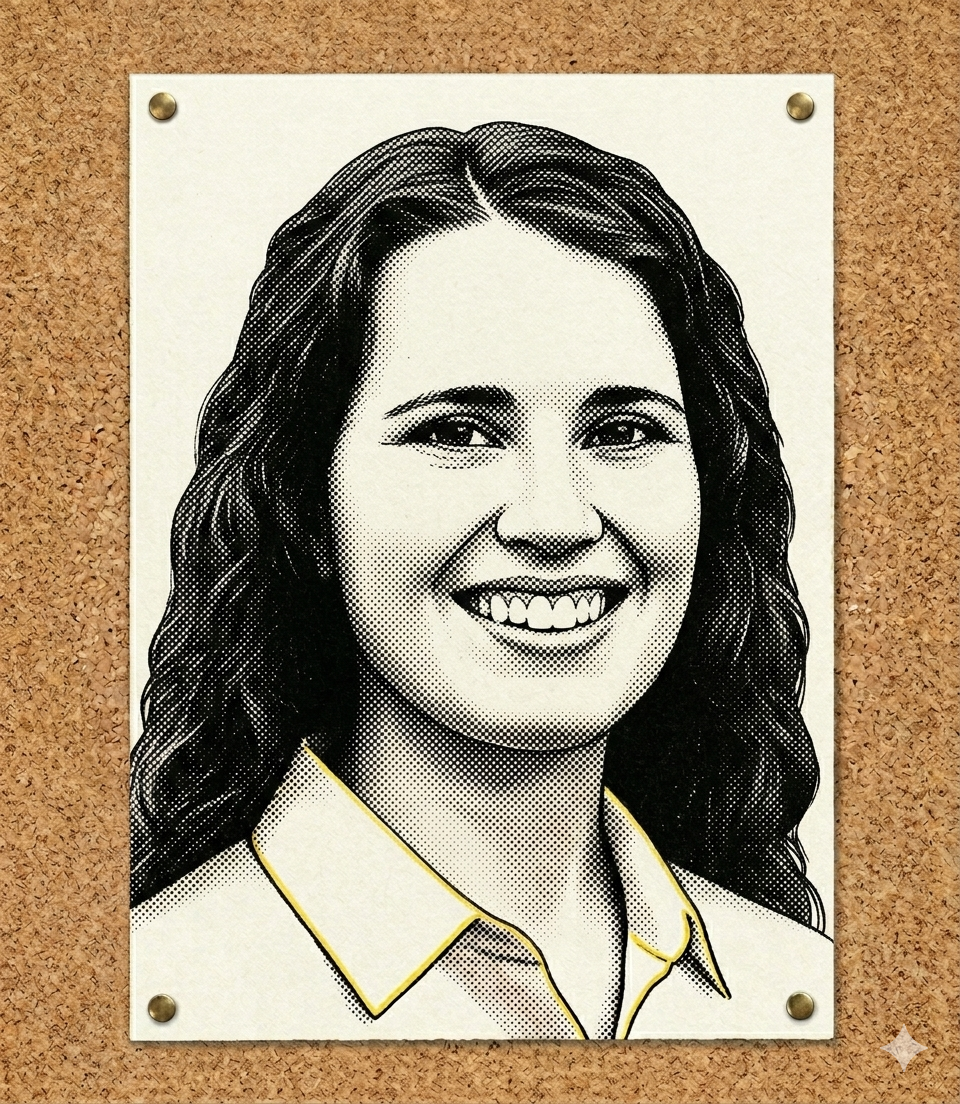 Illustration of Helen Toner — original halftone portrait by Compute!