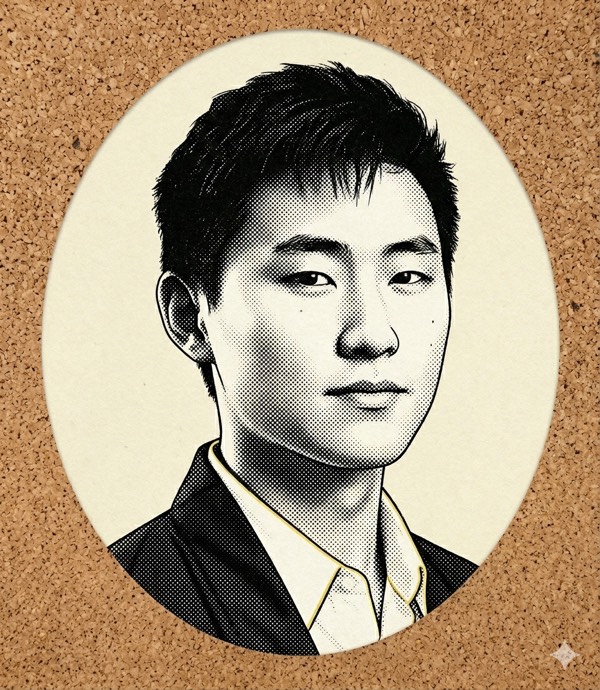 Alexandr Wang, head of Meta Superintelligence Labs — illustrated stipple portrait.